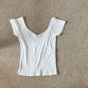Brandy Melville White V-Neck Top